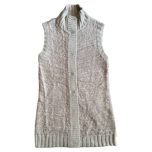 Rachel Roy Beige Eyelash Knit Sleeveless Vest, M - Picture 1 of 7